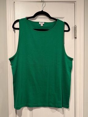 NWOT J. Crew Size 2X Mid Weight Round Neck Green Knit Cotton Tank Top